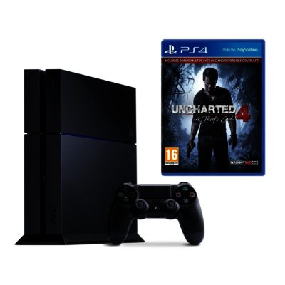 Sony PlayStation 4 500GB Console in Black with Uncharted 4 : A Thief's End Sony PlayStation 4 500GB Console in Black with Uncharted 4 : A Thief's End